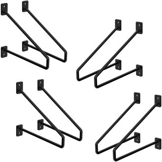 8 stuks plankbeugel 220 mm, zwart, gemaakt van staal, haarspeld plankbeugels, zwevende plankbeugel, haarspeld