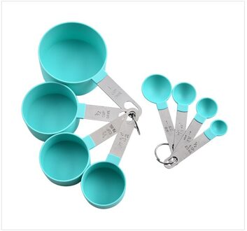 8 Stuks Plastic Maatbekers En Lepels Set Keuken Bakken Koken Accessoires Rvs Handvat Koffie Scoop Meetinstrument groen