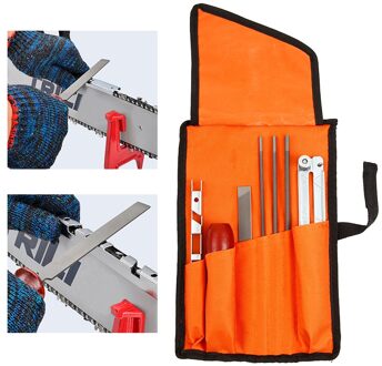 8 Stuks Professionele Kettingzaag Ketting Slijpen Kit Tool Set Hardhout Handvat + Ronde/Platte Bestand Gids Bar Bestand Puntenslijper gereedschap