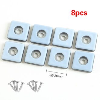 8 Stuks Ronde Vierkante Dikkere Meubels Pads Beschermt Voor Floor Oppervlak Anti Skid Scratch Tafels Been Anti-Slip Pads met Schroeven plein 30mm