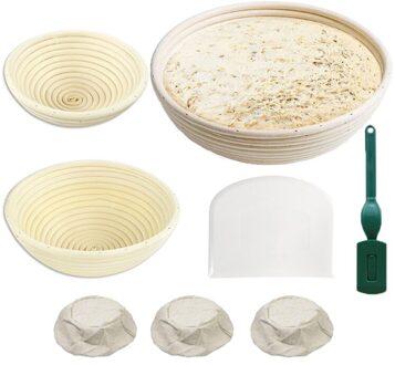 8 Stuks Rotan Brood Proofing Mand Natuurlijke Ronde Rotan Rieten Deeg Gisting Zuurdesem Banneton Brood Mand (Ronde Mand 1