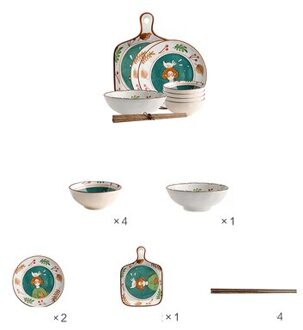 8 Stuks Set Japanse Cartoon Keramische Servies Set Gerechten Leuke Meisje Servies Eetstokjes Gerechten Set Thuis Decoratieve Keuken
