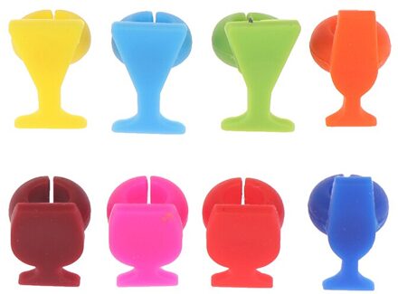 8 Stuks Siliconen Wijnglas Marker Drinkbeker Identifier Party Cup Sign (Willekeurige Kleur)