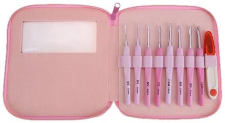 8 Stuks Soft Handvat Aluminium Haaknaalden Set Trui Naalden Schaar Hand Naaien Breien Tools Naalden