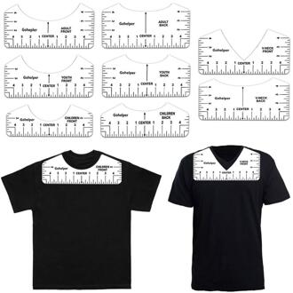 8 Stuks T-shirt Heerser Gids Voor Voor-en Achterkant Van Kleding V-hals Alignment Tool Voor Volwassenen Tieners En Kinderen
