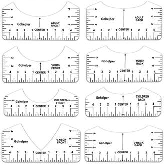 8 Stuks T-shirt Heerser V-hals Alignment Tool Tee Ontwerpen Guide Tool Gemaakt Van Pvc Voor-en Achterkant Maken T-shirts