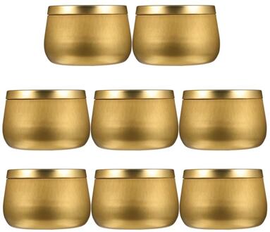 8 Stuks Thee Blikje Ronde Kaars Snoep Opbergdoos Craft Kralen Sieraden Bus Doos gouden