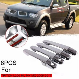 8 Stuks Voor Mitsubishi L200 Triton Pickup 2006 Chrome Deurgreep Cover Trim