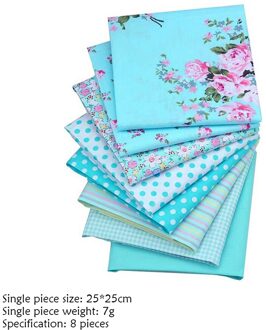 8 Stuks Zachte Ademend Katoen Doeken Patchwork Textiel Materiaal Gedrukt Doek Naaien Quilten Stof Voor Patchwork Diy Handgemaakte donker blauw