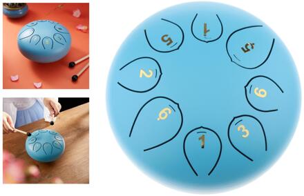 8 Tone 6 "Lichtmetalen Staal Tong Drum Percussie Instrument Hand Pan Drum Hamers Draagtas Vinger Mouwen Notes Stickers blauw