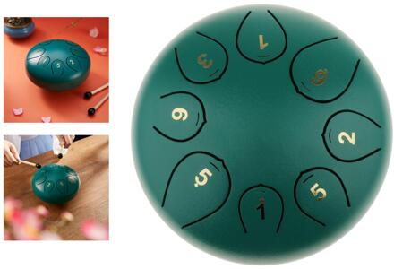 8 Tone 6 "Lichtmetalen Staal Tong Drum Percussie Instrument Hand Pan Drum Hamers Draagtas Vinger Mouwen Notes Stickers groen