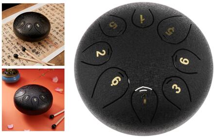 8 Tone 6 "Lichtmetalen Staal Tong Drum Percussie Instrument Hand Pan Drum Hamers Draagtas Vinger Mouwen Notes Stickers zwart
