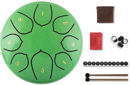 8 Tune Percussie Drum Tank 6 Inch Staal Tong Drum Muziekinstrumenten Hand Pan Muziek Liefhebbers Spelen Accessoires boon groen