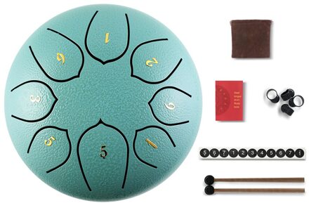 8 Tune Percussie Drum Tank 6 Inch Staal Tong Drum Muziekinstrumenten Hand Pan Muziek Liefhebbers Spelen Accessoires Moss blauw