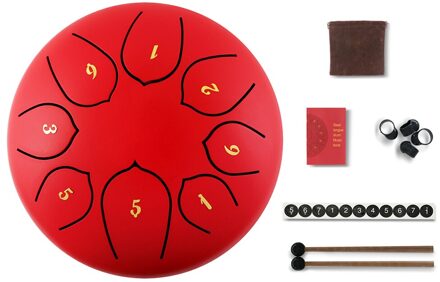 8 Tune Percussie Drum Tank 6 Inch Staal Tong Drum Muziekinstrumenten Hand Pan Muziek Liefhebbers Spelen Accessoires rood