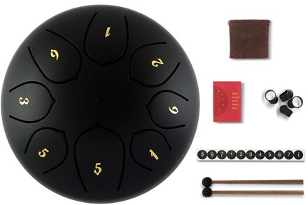 8 Tune Percussie Drum Tank 6 Inch Staal Tong Drum Muziekinstrumenten Hand Pan Muziek Liefhebbers Spelen Accessoires zwart