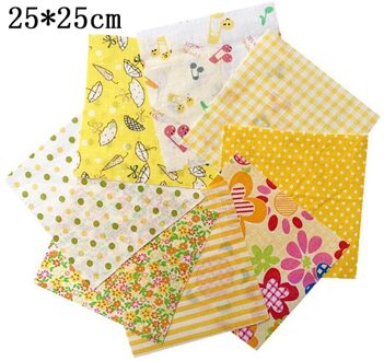8 Vellen 25*25Cm Doek Materiaal Patchwork Naaien Katoen Thuis Leveringen Diy Handgemaakte Cadeau Accessoires Ster Patroon geel ster