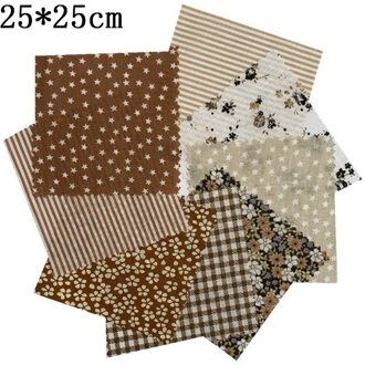8 Vellen 25*25Cm Doek Materiaal Patchwork Naaien Katoen Thuis Leveringen Diy Handgemaakte Cadeau Accessoires Ster Patroon koffie ster