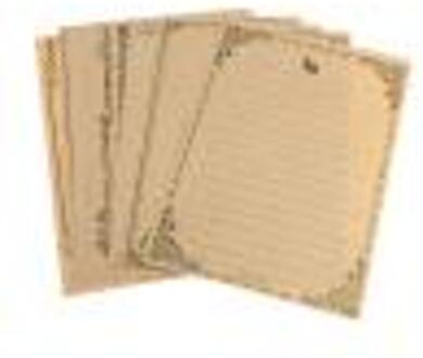 8 Vellen Vintage Retro Schrijven Briefpapier Papier Pad Note Brief Set R91A bruin