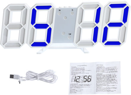 8 Vormige 3D Digitale Tafel Klok Wandklok Led Nachtlampje Datum Tijd Celsius Display Alarm Usb Snooze Home Decoratie Woonkamer B3