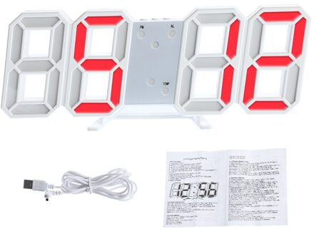 8 Vormige 3D Digitale Tafel Klok Wandklok Led Nachtlampje Datum Tijd Display Alarm Usb Home Decoratie Woonkamer B4