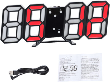 8 Vormige 3D Digitale Tafel Klok Wandklok Led Nachtlampje Datum Tijd Display Alarm Usb Home Decoratie Woonkamer B8