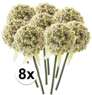 8 x Witte sierui steelbloem 70 cm - Kunstbloemen