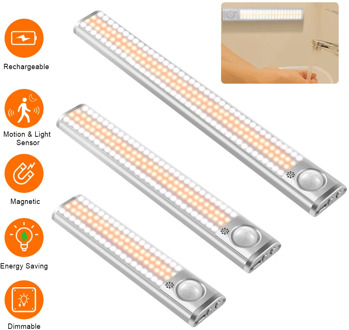 80 120 160 LED Newest Version Rechargeable Motion Sensor Closet Light Wireless USB Charging Under Cabinet Lights for Kitchen