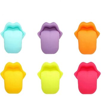 80% 6Pcs Tong Vorm Party Zuignap Wijnglas Siliconen Labels Herkenner Marker