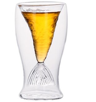 80% 80Ml Zeemeerminnen Bril Vissenstaart Wijn Glas Dubbele Laag Bier Whiskey Cocktail Voor Grappige Shot glas Mok Cup transparant