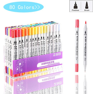 80 Colors Single Art Markers Brush Pen Sketch Alcohol Based Markers Dual Head Manga Drawing Pens Art Supplies Random