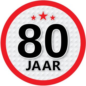 80 jaar leeftijd sticker rond 15 cm - 80 jaar verjaardag/jubileum versiering