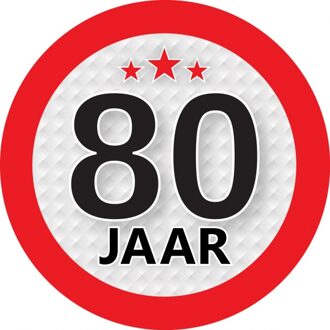 80 jaar leeftijd sticker rond 9 cm - 80 jaar verjaardag/jubileum versiering