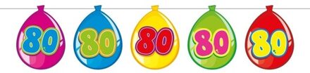 80 Jaar thema leeftijd versiering - ballonnen slingers - 10 meter - Verjaardag feestartikelen Multi
