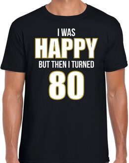 80 jaar verjaardag shirt zwart heren - happy 80 cadeau t-shirt M