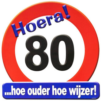 80 jaar verjaardag stopbord - Dia 50 cm - Leeftijd feestartikelen - Feestdecoratieborden Multikleur