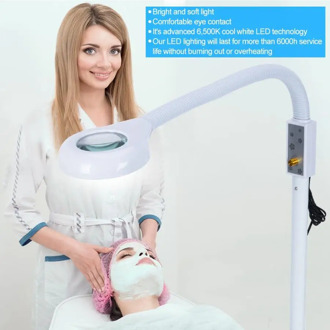 80 LED Magnifier Floor Lamp with Stand Adjustable Cold Light Magnifier LED Floor Lamp for Reading Beauty Salon Face Care Nail