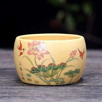 80 Ml Yixing Paarse Klei Theekopje Hand Geschilderd Patroon Zisha Cups Handgemaakte Natuurlijke Segment Modder Kleine Thee Kommen Sake Cup drinkware