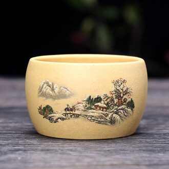80 Ml Yixing Paarse Klei Theekopje Hand Geschilderd Patroon Zisha Cups Handgemaakte Natuurlijke Segment Modder Kleine Thee Kommen Sake Cup drinkware
