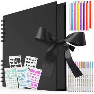 80 Pagina 'S Zwart Fotoalbums Diy Plakboek Foto Met 12 Marker Pennen Kleurrijke Foto Hoeken