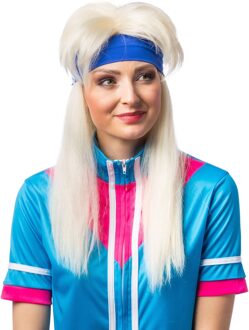 80's Aerobics Pruik Blond met Hoofdband Blond- Goudblond