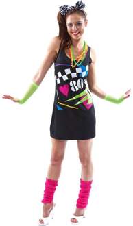 80's Jurkje Disco Dames Zwart, Multikleur - Print