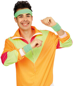 80's zweetband set neon groen