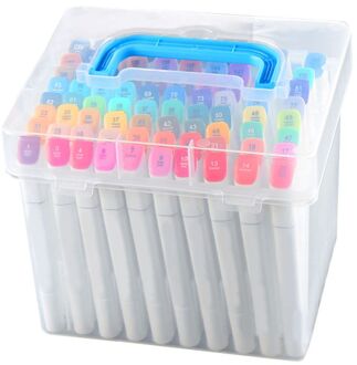 80 Slots Plastic Marker Case Houder Organizer Box Voor Verf Sketch Markers-Past Voor Markers Pen Van 15 to18mm Diameter