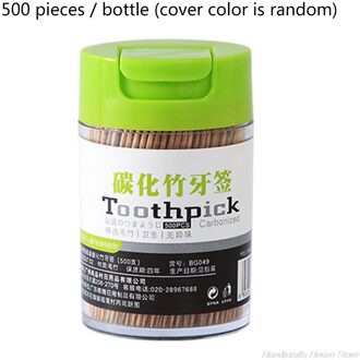 800 Stuks Wegwerp Verkoolde Houten Tandenstokers Single-Head Wees Cocktail Picks Met Dispenser Tanden Reinigen Spiesjes F62A 500stk