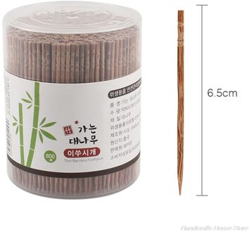 800 Stuks Wegwerp Verkoolde Houten Tandenstokers Single-Head Wees Cocktail Picks Met Dispenser Tanden Reinigen Spiesjes F62A 800stk
