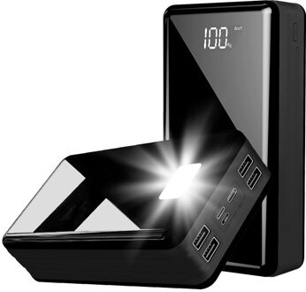 80000Mah Power Bank Draagbare Hoge Capaciteit Mobiele Telefoon Outdoor Reizen Snelle Oplader Voor Xiaomi Samsung Iphone zwart