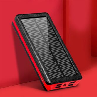 80000Mah Solar Draadloze Power Bank Snelle Oplader Grote Capaciteit 4 Usb Led Mobiele Telefoon Oplader Externe Batterij Voor Xiaomi iphone Rood