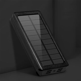 80000Mah Solar Draadloze Power Bank Snelle Oplader Grote Capaciteit 4 Usb Led Mobiele Telefoon Oplader Externe Batterij Voor Xiaomi iphone zwart