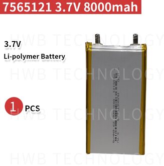 8000mAh 7565121 3.7V lithium polymer lipo batterij oplaadbare li-ion cel voor E-Book GPS PSP DVD Power bank tablet PC